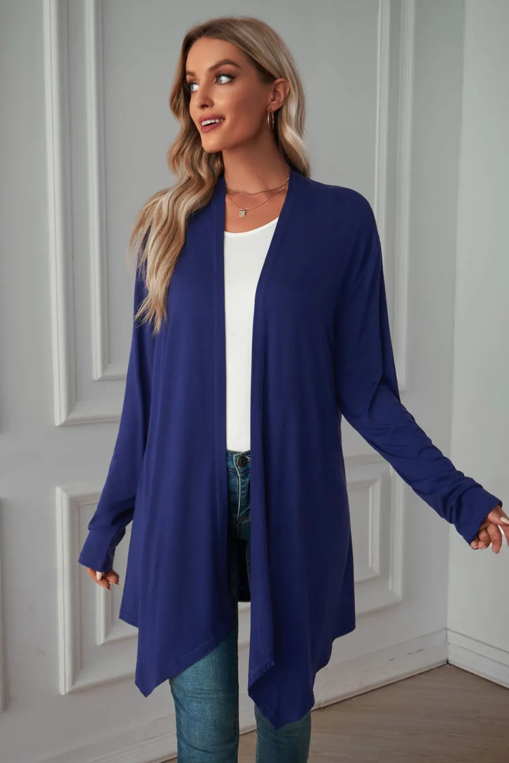&Open Front Long Sleeve Cardigan