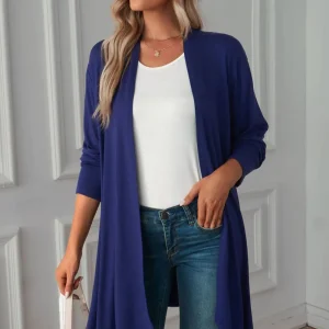 &Open Front Long Sleeve Cardigan