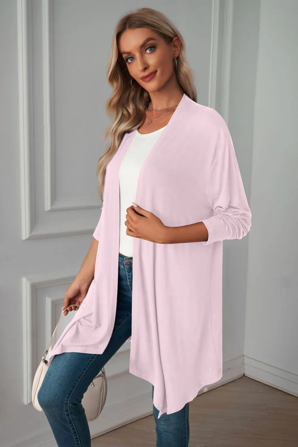 &Open Front Long Sleeve Cardigan