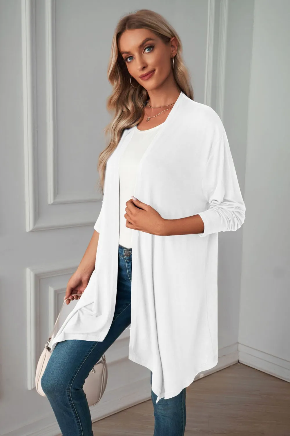 &Open Front Long Sleeve Cardigan