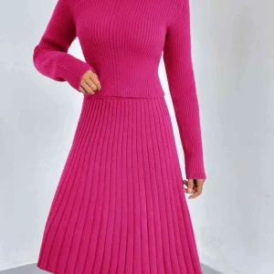 &Rib-Knit Sweater and Skirt Set