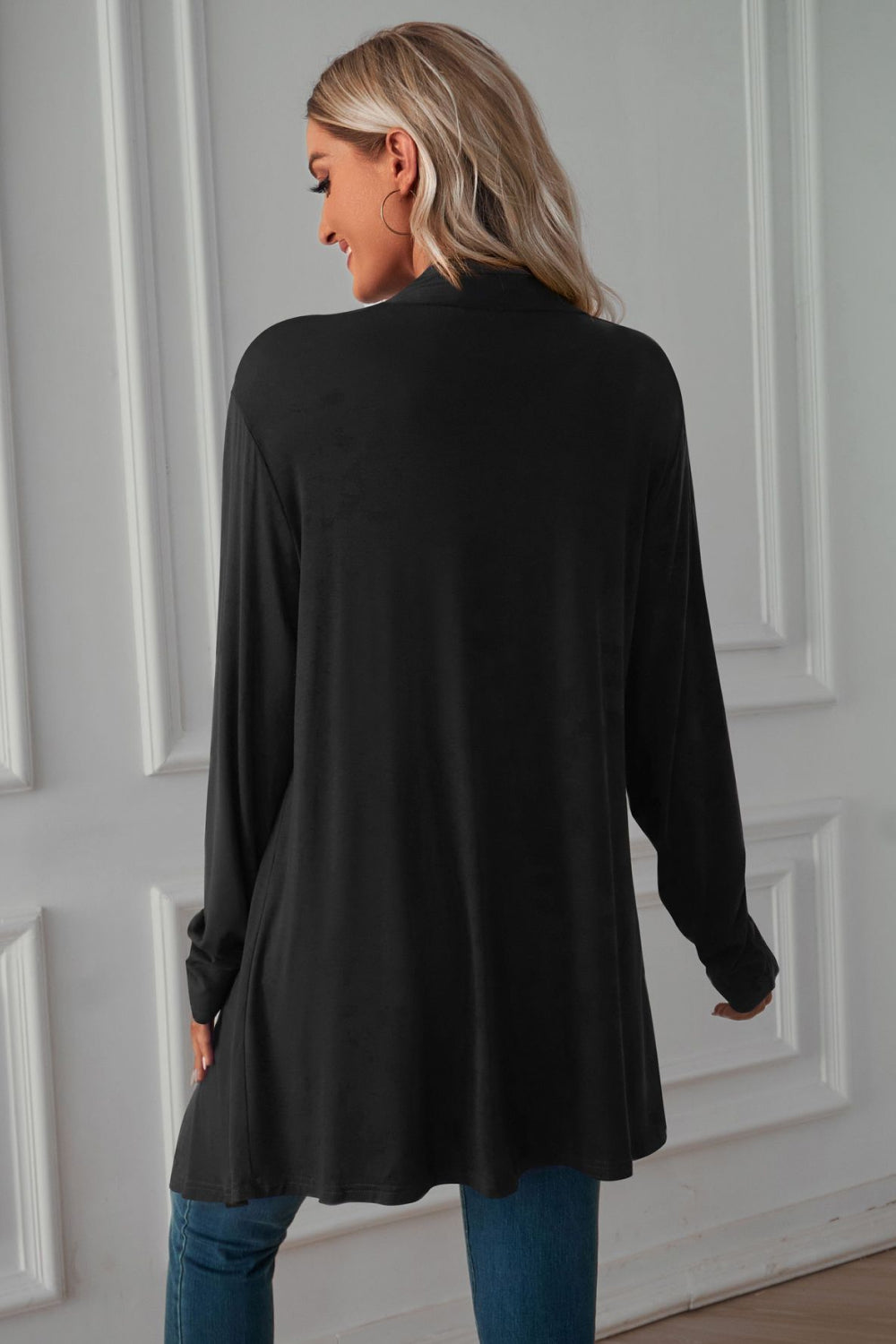&Open Front Long Sleeve Cardigan