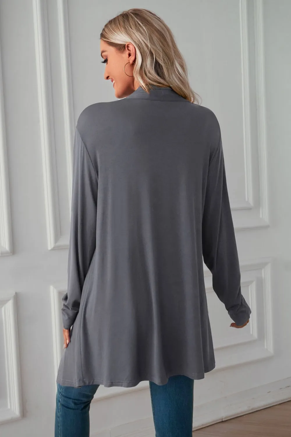 &Open Front Long Sleeve Cardigan