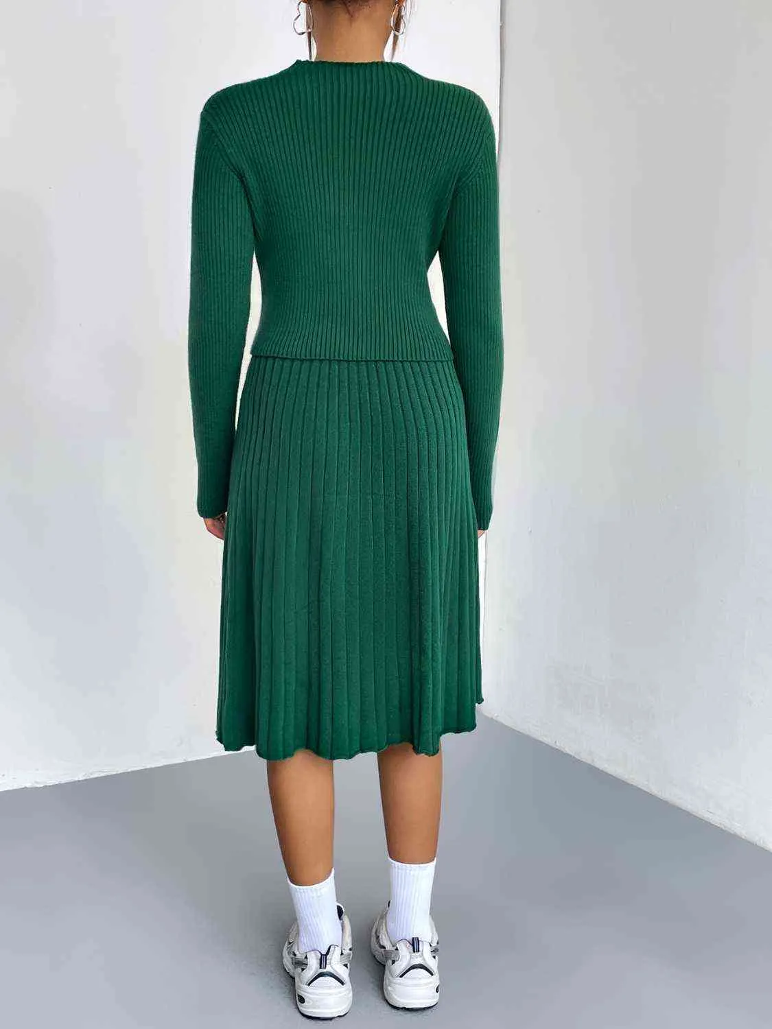 &Rib-Knit Sweater and Skirt Set
