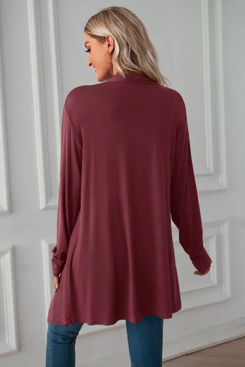 &Open Front Long Sleeve Cardigan