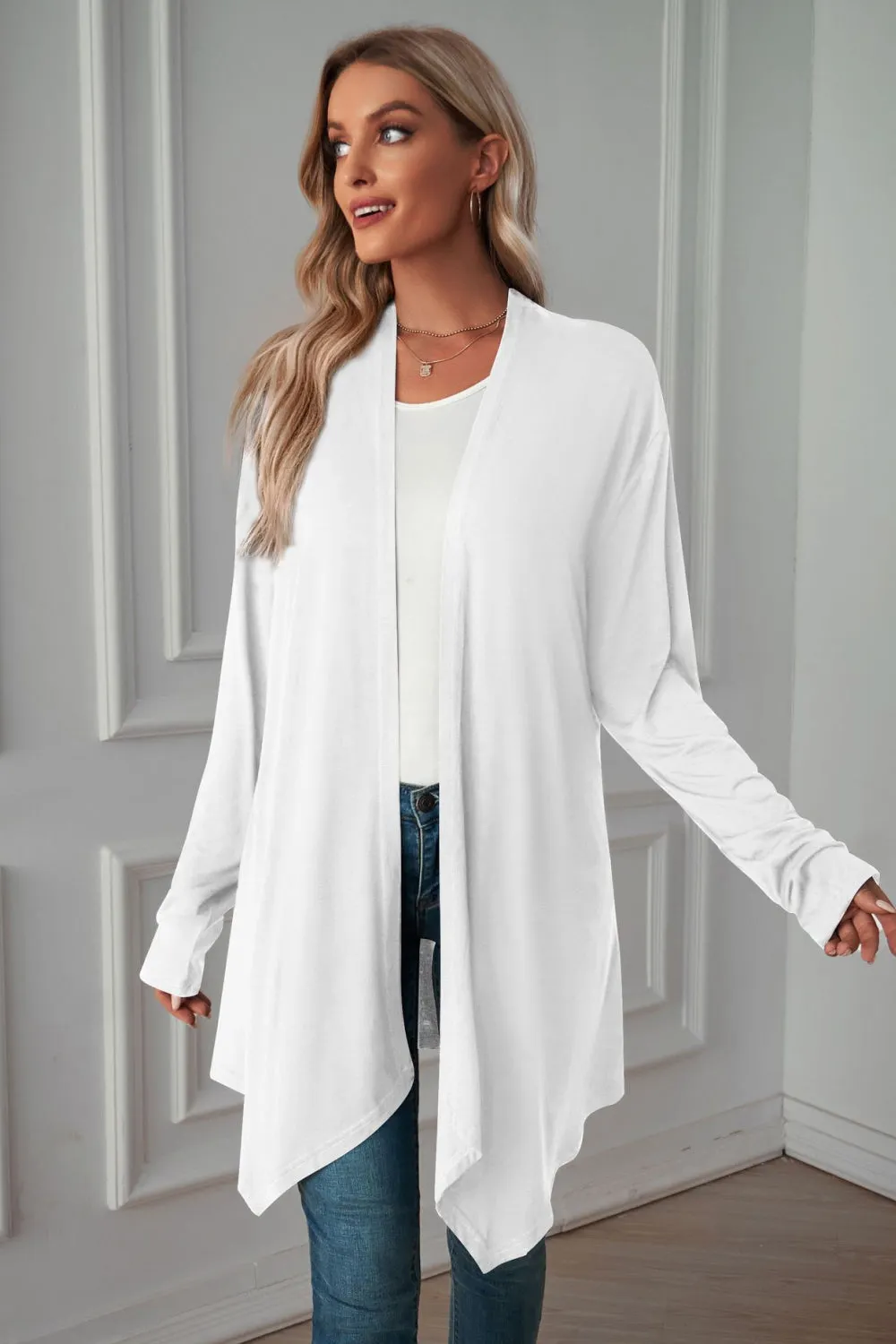 &Open Front Long Sleeve Cardigan