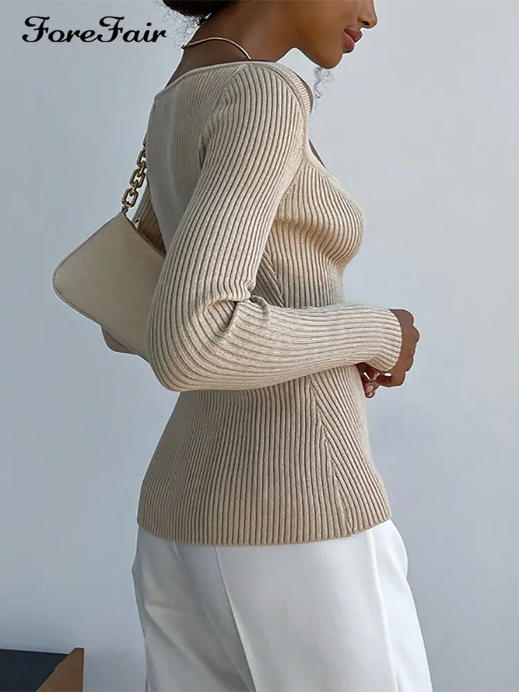 Women's Sweetheart-Neck Ribbed Knit Top