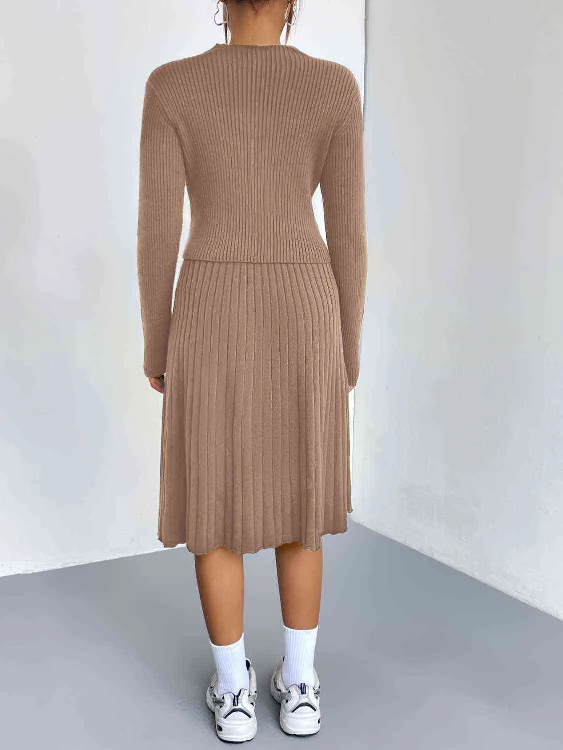 &Rib-Knit Sweater and Skirt Set