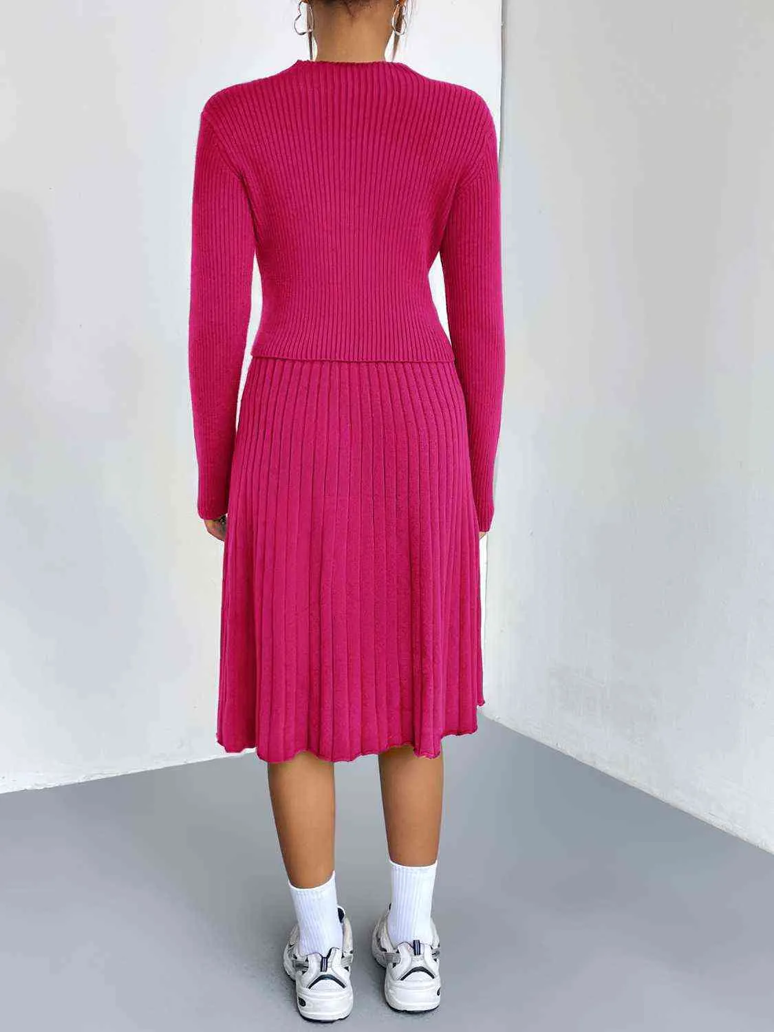 &Rib-Knit Sweater and Skirt Set
