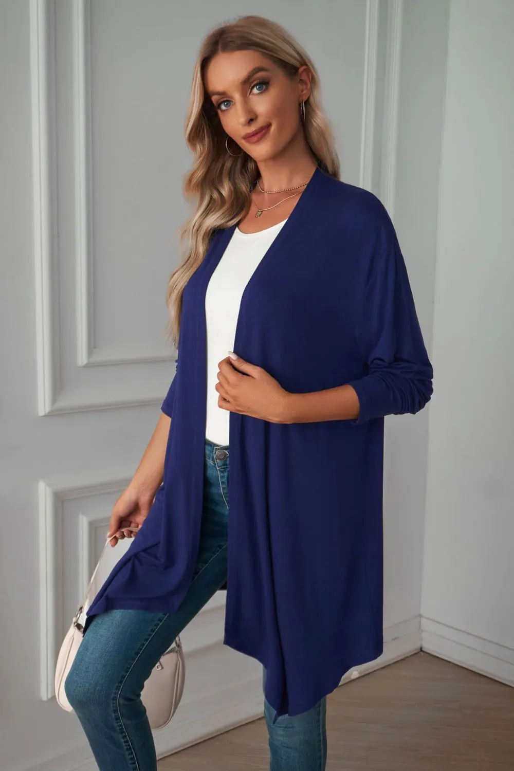 &Open Front Long Sleeve Cardigan